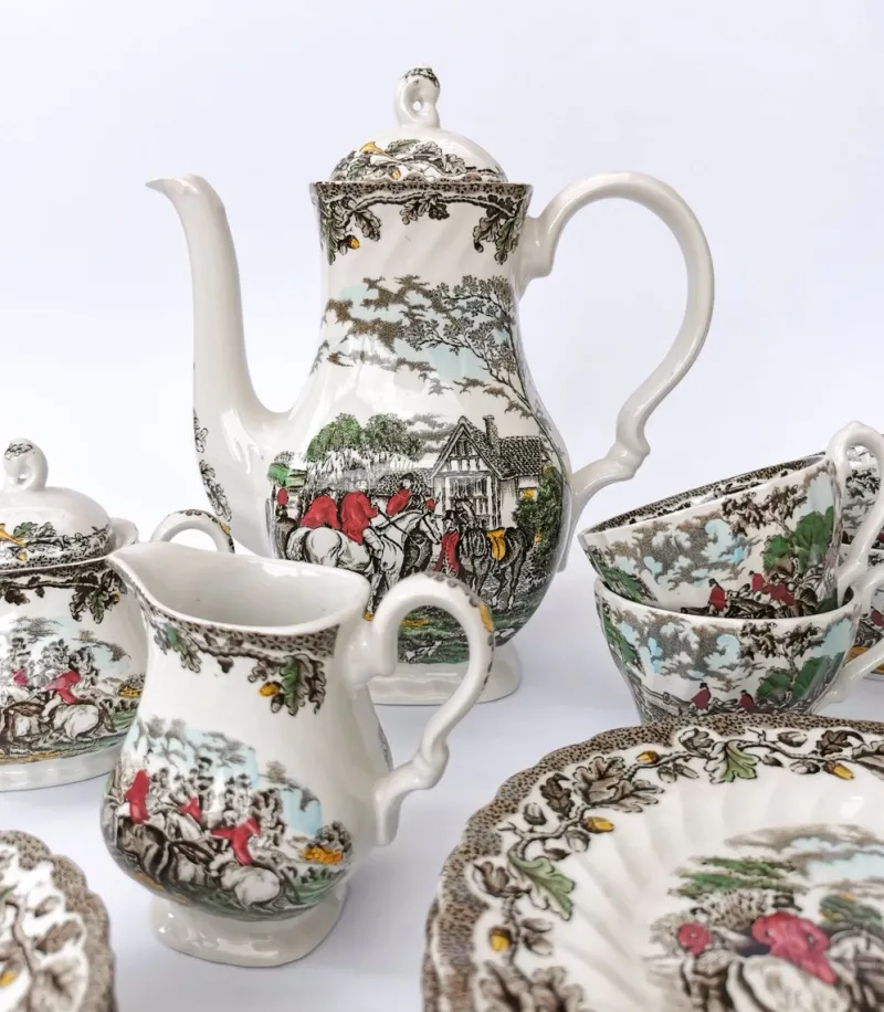 Pamono Coffee and Tea Service Country Life by Myott, 1960, Set of 21> Coffee & Tea Service