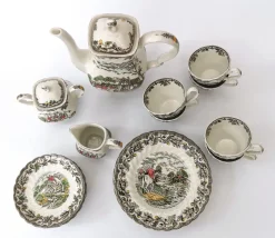 Pamono Coffee and Tea Service Country Life by Myott, 1960, Set of 21><noscript><img width=