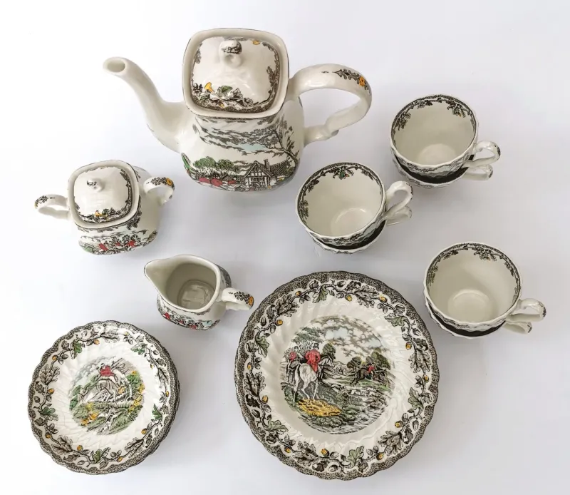Pamono Coffee and Tea Service Country Life by Myott, 1960, Set of 21> Coffee & Tea Service