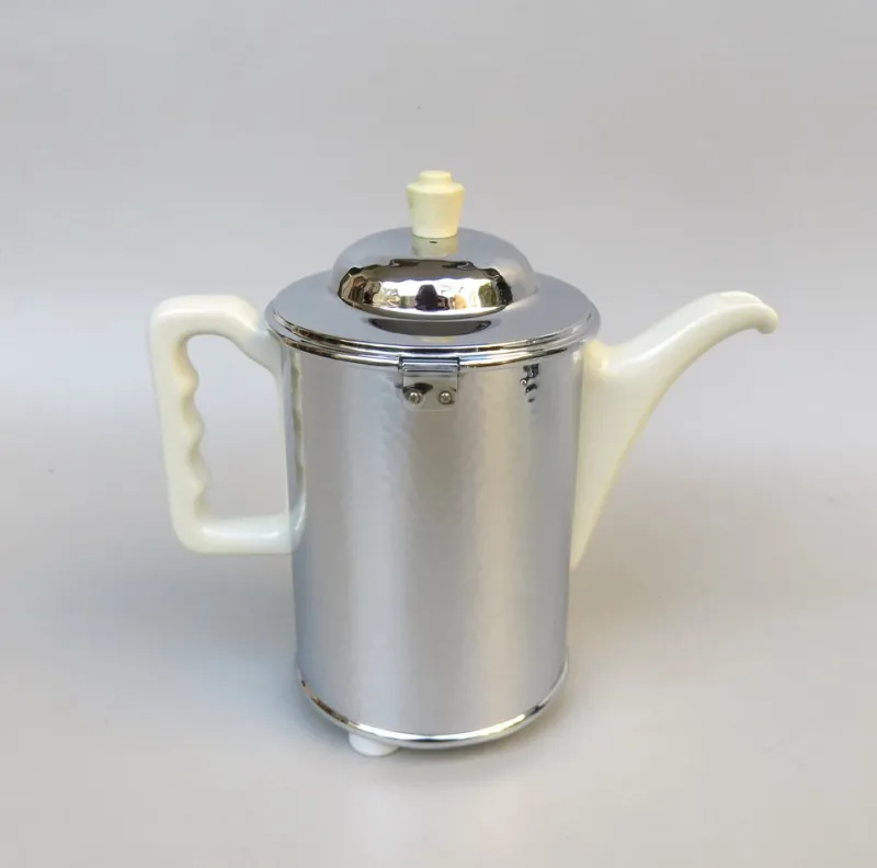 Pamono Coffee Making Set in Chrome-Plated Metal & Porcelain, 1950s, Set of 4> Coffee & Tea Service