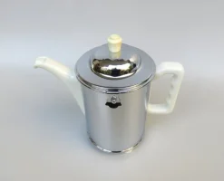 Pamono Coffee Making Set in Chrome-Plated Metal & Porcelain, 1950s, Set of 4><noscript><img width=