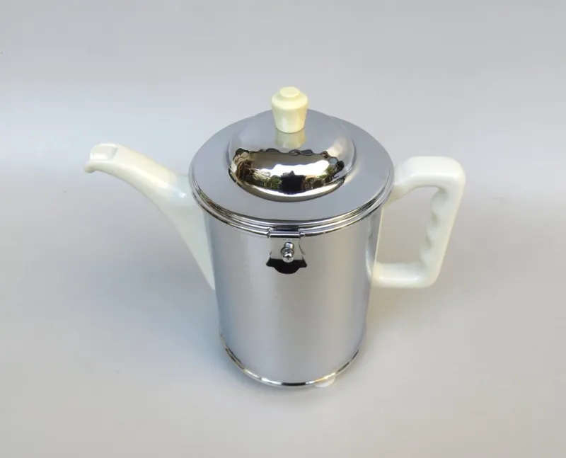 Pamono Coffee Making Set in Chrome-Plated Metal & Porcelain, 1950s, Set of 4> Coffee & Tea Service