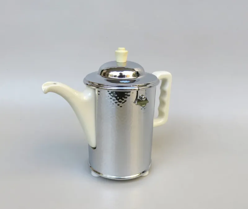 Pamono Coffee Making Set in Chrome-Plated Metal & Porcelain, 1950s, Set of 4> Coffee & Tea Service