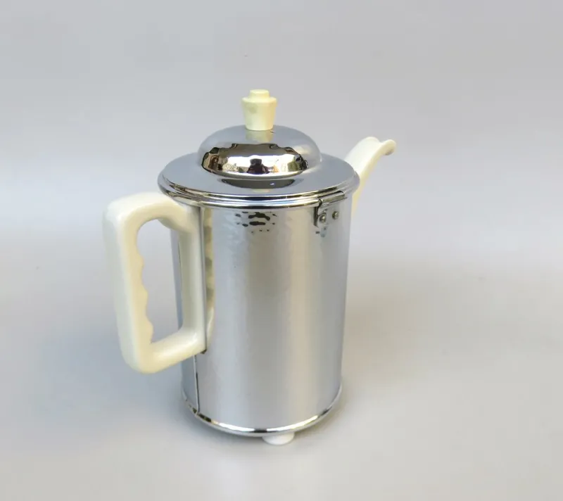 Pamono Coffee Making Set in Chrome-Plated Metal & Porcelain, 1950s, Set of 4> Coffee & Tea Service