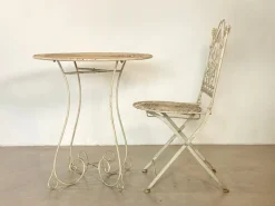 Pamono Coffee Table and Wrought Iron Folding Garden Chairs, 1960s, Set of 5><noscript><img width=