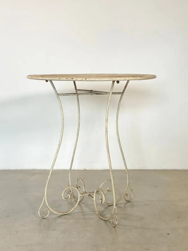 Pamono Coffee Table and Wrought Iron Folding Garden Chairs, 1960s, Set of 5> Garden Seating