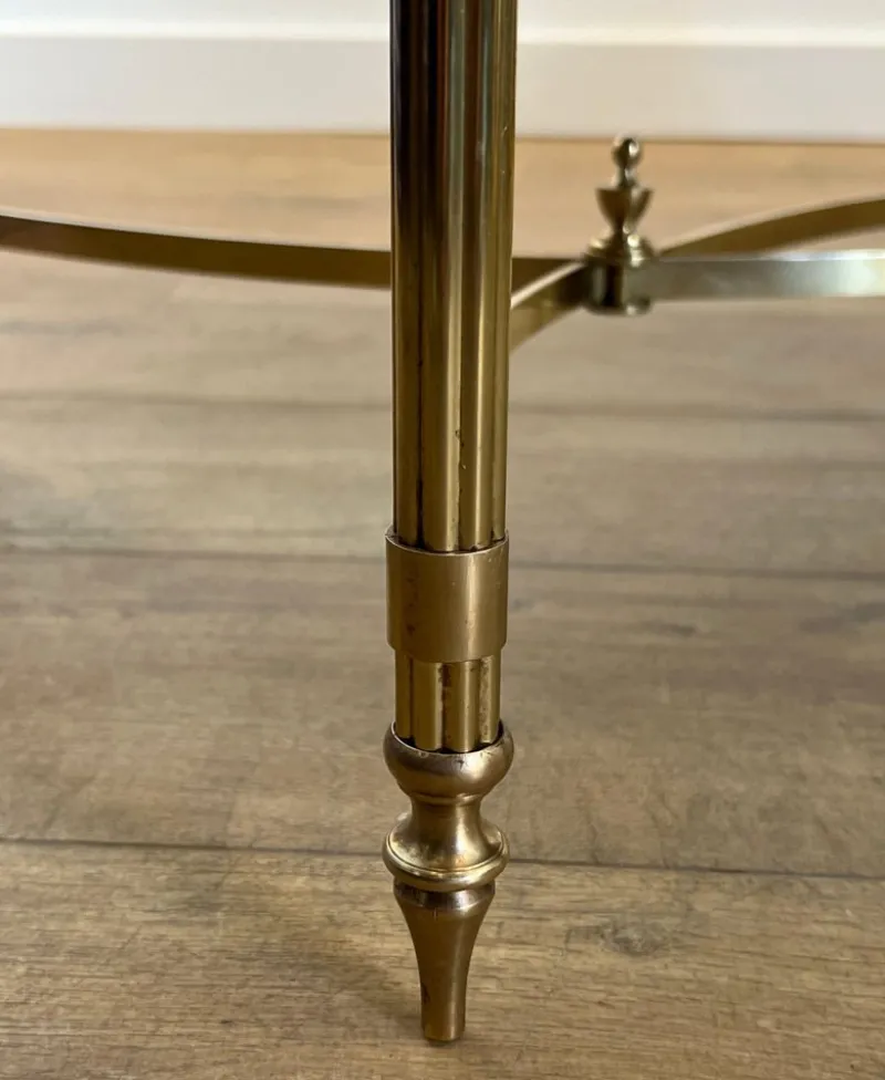 Pamono Coffee Table in Brass and Black Lacquered Glass by Maison Jansen> Coffee & Side Tables