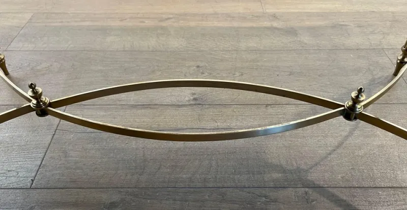 Pamono Coffee Table in Brass and Black Lacquered Glass by Maison Jansen> Coffee & Side Tables