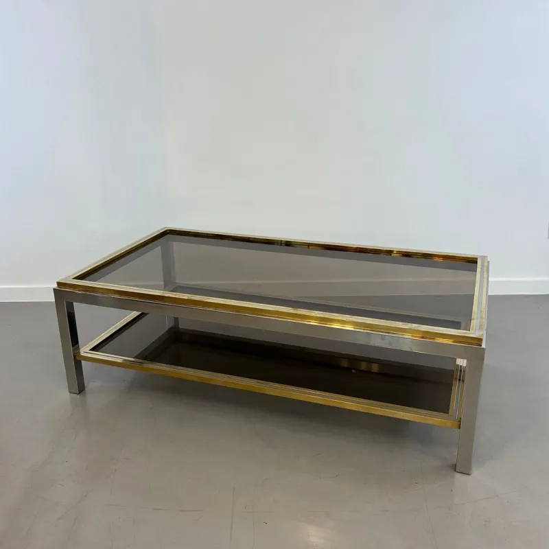 Discount Pamono Coffee Table in Chrome and Brass, 1970s