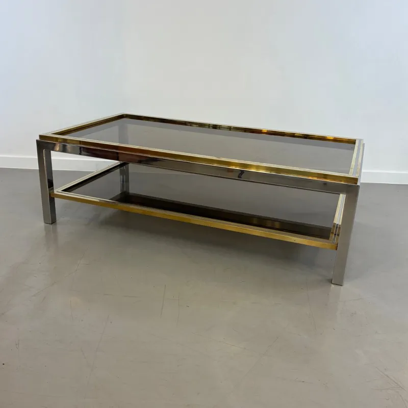 Discount Pamono Coffee Table in Chrome and Brass, 1970s