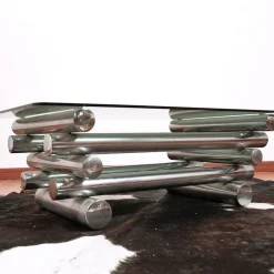 Outlet Pamono Coffee Table in Glass and Chrome Metal, 1970s