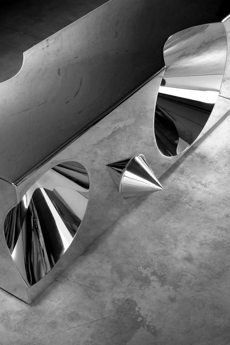 Pamono Coffee Table in Mirror Polished Stainless Steel by Barberini & Gunnell> Tables