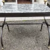 Pamono Coffee Table in Wrought Iron & Marble Top, Italy, 1980s> Garden Tables