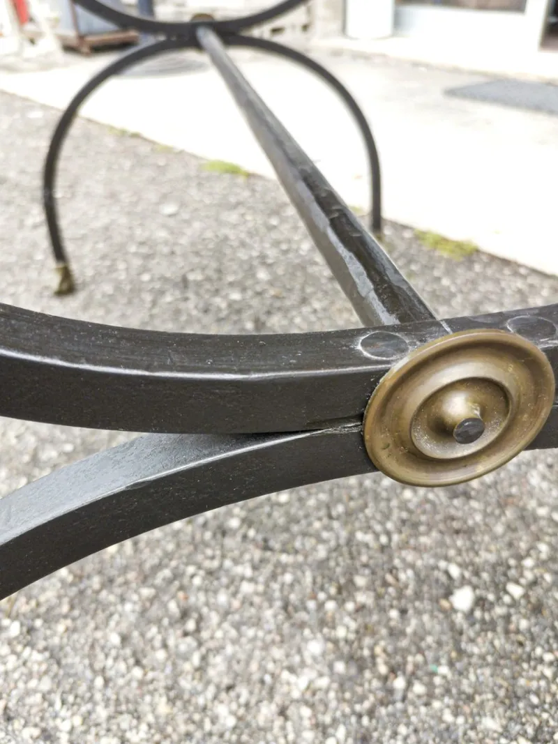 Pamono Coffee Table in Wrought Iron & Marble Top, Italy, 1980s> Garden Tables
