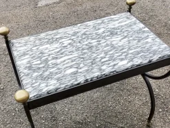 Pamono Coffee Table in Wrought Iron & Marble Top, Italy, 1980s><noscript><img width=