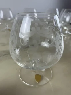 Pamono Cognac Glasses in Hand Engraved Crystal, Venice, 1960s, Set of 6> Glassware
