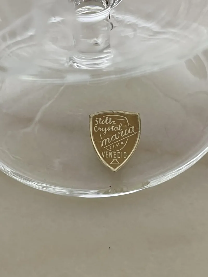 Pamono Cognac Glasses in Hand Engraved Crystal, Venice, 1960s, Set of 6> Glassware