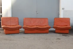 Hot Pamono Cognac Leather Gabbiano Sofa & 2 Chairs from Lev&Lev, 1980s, Set of 3