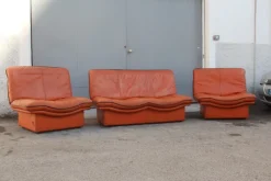 Hot Pamono Cognac Leather Gabbiano Sofa & 2 Chairs from Lev&Lev, 1980s, Set of 3