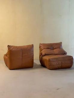 Outlet Pamono Cognac Leather Panto Lounge Chairs by Marc Held for Dunlopillo, 1970s, Set of 2