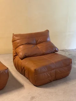 Outlet Pamono Cognac Leather Panto Lounge Chairs by Marc Held for Dunlopillo, 1970s, Set of 2