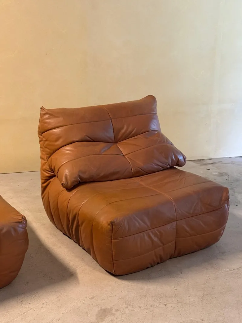 Outlet Pamono Cognac Leather Panto Lounge Chairs by Marc Held for Dunlopillo, 1970s, Set of 2