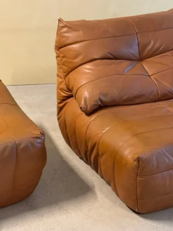 Outlet Pamono Cognac Leather Panto Lounge Chairs by Marc Held for Dunlopillo, 1970s, Set of 2