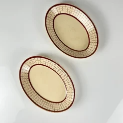 Pamono Colmar Trays with Geometric Patterns from Longchamp, 1930s, Set of 2> Serving Dishes