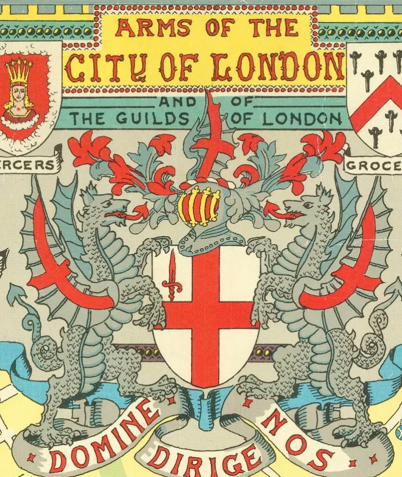 Outlet Pamono Colourful Map of the History of London, 1970s