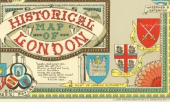 Outlet Pamono Colourful Map of the History of London, 1970s