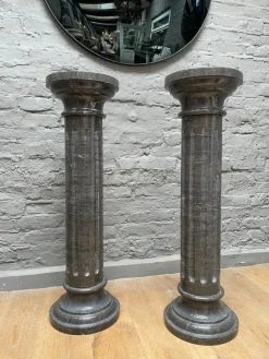 Pamono Columns in Black Belgian Fossil Marble, Set of 2><noscript><img width=