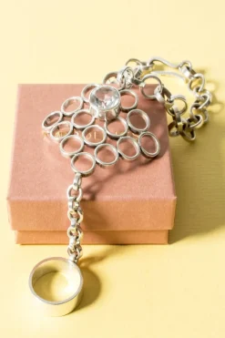 Pamono Combined Silver Ring and Bracelet by Cecilia Johansson, 1968><noscript><img width=