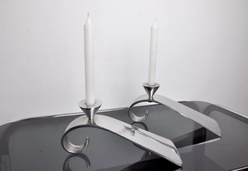 New Pamono Comma Candlesticks attributed to Matthew Hilton, England, 1980s, Set of 2