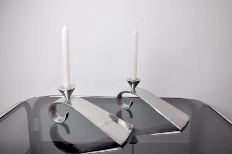 New Pamono Comma Candlesticks attributed to Matthew Hilton, England, 1980s, Set of 2
