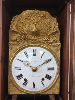 Pamono Comtoise Clock in Fir and Hammered Brass from Befos><noscript><img width=