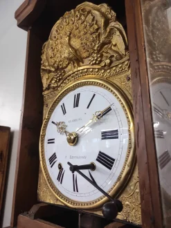 Pamono Comtoise Clock in Fir and Hammered Brass from Befos><noscript><img width=