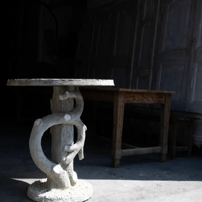 Pamono Concrete Garden Pedestal Table, 1950s> Garden Tables