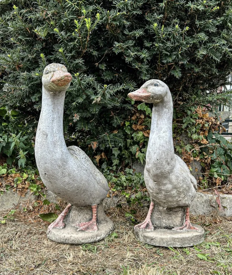 Sale Pamono Concrete Stone Geese Garden Sculptures, 1950s, Set of 2