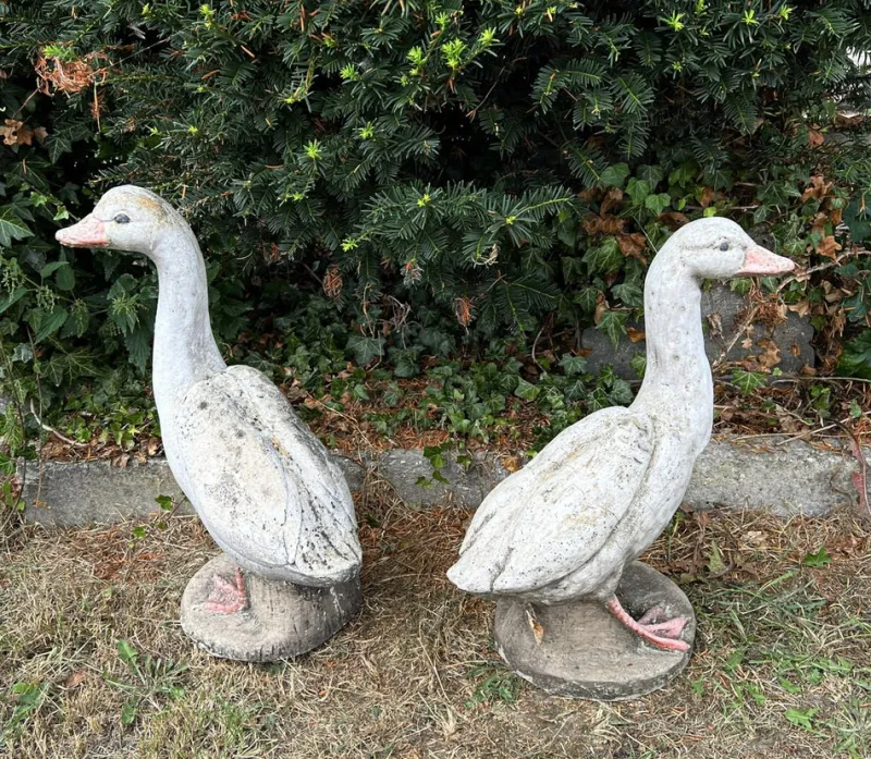 Sale Pamono Concrete Stone Geese Garden Sculptures, 1950s, Set of 2