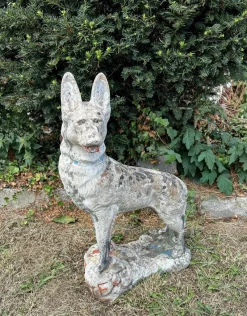 Pamono Concrete Stone Shepard Garden Dog Ornament Sculpture, 1950s><noscript><img width=