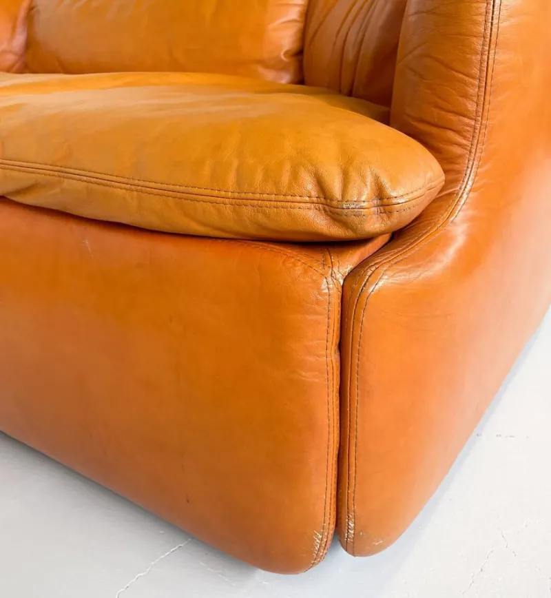 Clearance Pamono Confidential Seating Set in Cognac Leather by Alberto Rosselli for Saporiti, Italy, 1970s, Set of 4