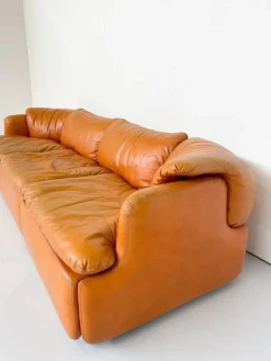 Clearance Pamono Confidential Seating Set in Cognac Leather by Alberto Rosselli for Saporiti, Italy, 1970s, Set of 4