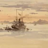 Pamono Conrad H.R. Carelli, Sunset, Ana Sagar Lake, Ajmer, India, 1908, Watercolour> Work On Paper