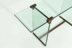 Pamono Console Table Model T30 in Glass and Brass by Peter Ghyczy, 1970s><noscript><img width=