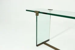 Pamono Console Table Model T30 in Glass and Brass by Peter Ghyczy, 1970s><noscript><img width=