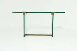 Pamono Console Table Model T30 in Glass and Brass by Peter Ghyczy, 1970s><noscript><img width=
