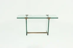 Pamono Console Table Model T30 in Glass and Brass by Peter Ghyczy, 1970s><noscript><img width=