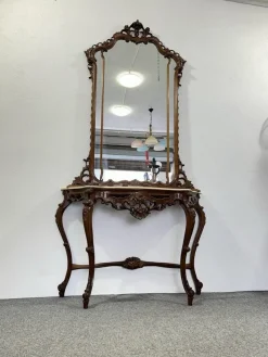 Sale Pamono Console Table with Carved Mirror, 1920s