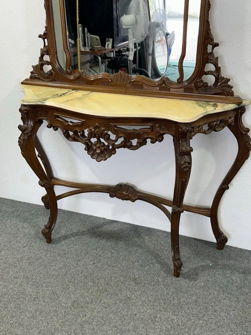 Sale Pamono Console Table with Carved Mirror, 1920s