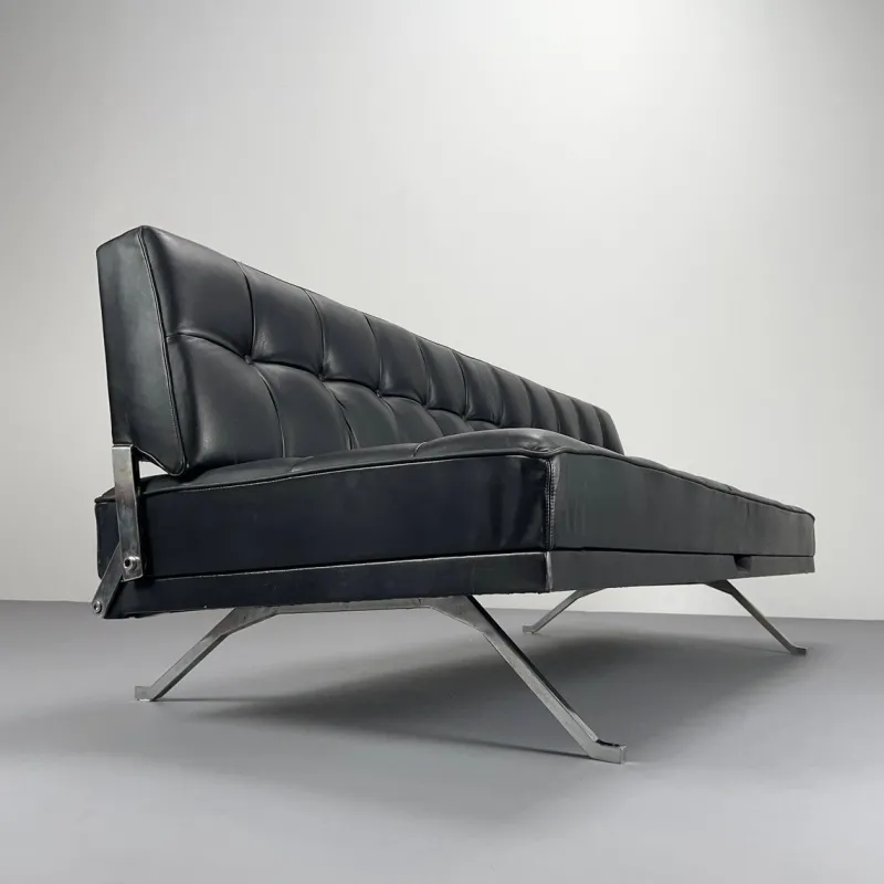 Pamono Constanze Daybed in Black Leather by Johannes Spalt for Wittmann, Vienna, 1960s> Daybeds & Chaises Lounges